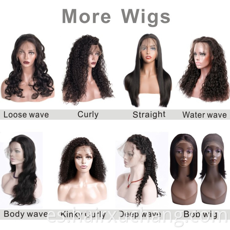Pelucas frontales de cabello humano europeo al por mayor, pelucas frontales de encaje transparente de cabello virgen para mujeres negras